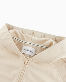 INFINITE COOL MONOGRAM CROPPED ZIP UP HOODIE, Classic Beige, hi-res