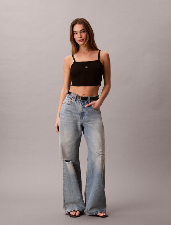 Cropped Ribbed Cotton Cami Top