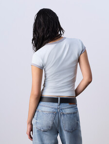 Jung Kook for Calvin Klein Icons Graphic Ringer Baby Tee, Pale Horizon, hi-res