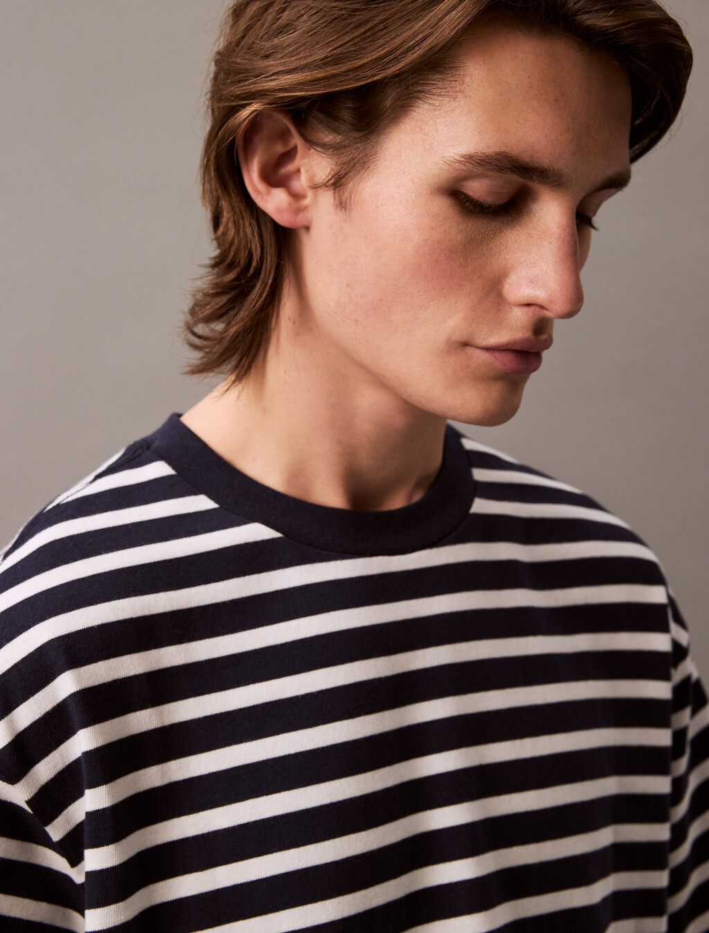 Bold Stripe Heavyweight Cotton Tee, Dark Sapphire, hi-res