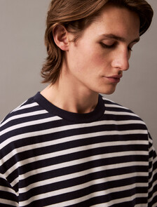 Bold Stripe Heavyweight Cotton Tee, Dark Sapphire, hi-res