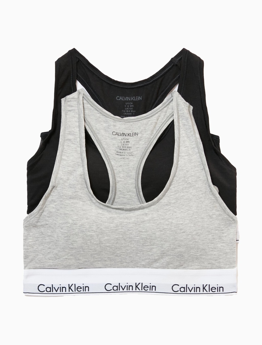 2 Pack Icon Cotton Bralettes, Black/ Grey Heather (Legacy BGH), hi-res
