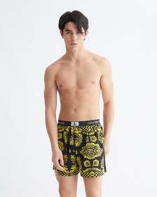 CALVIN KLEIN 1996 WOVEN  COTTON BOXERS, SNAKE PRINT_MORNINGSIDE YELLOW, hi-res