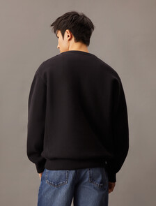 Cotton Blend Relaxed Sweatshirt, Black, hi-res