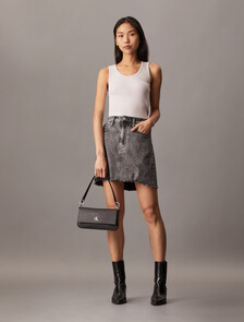 Minimal Monogram Flap Shoulder Bag, Black, hi-res