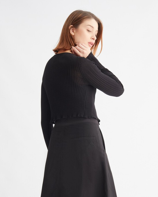 SMOOTH COTTON RIB CARDIGAN