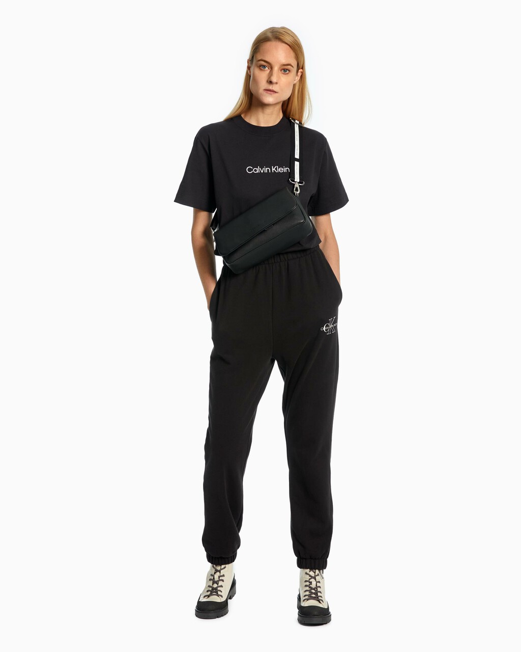 TWO TONE MONOGRAM JOGGERS, Ck Black, hi-res