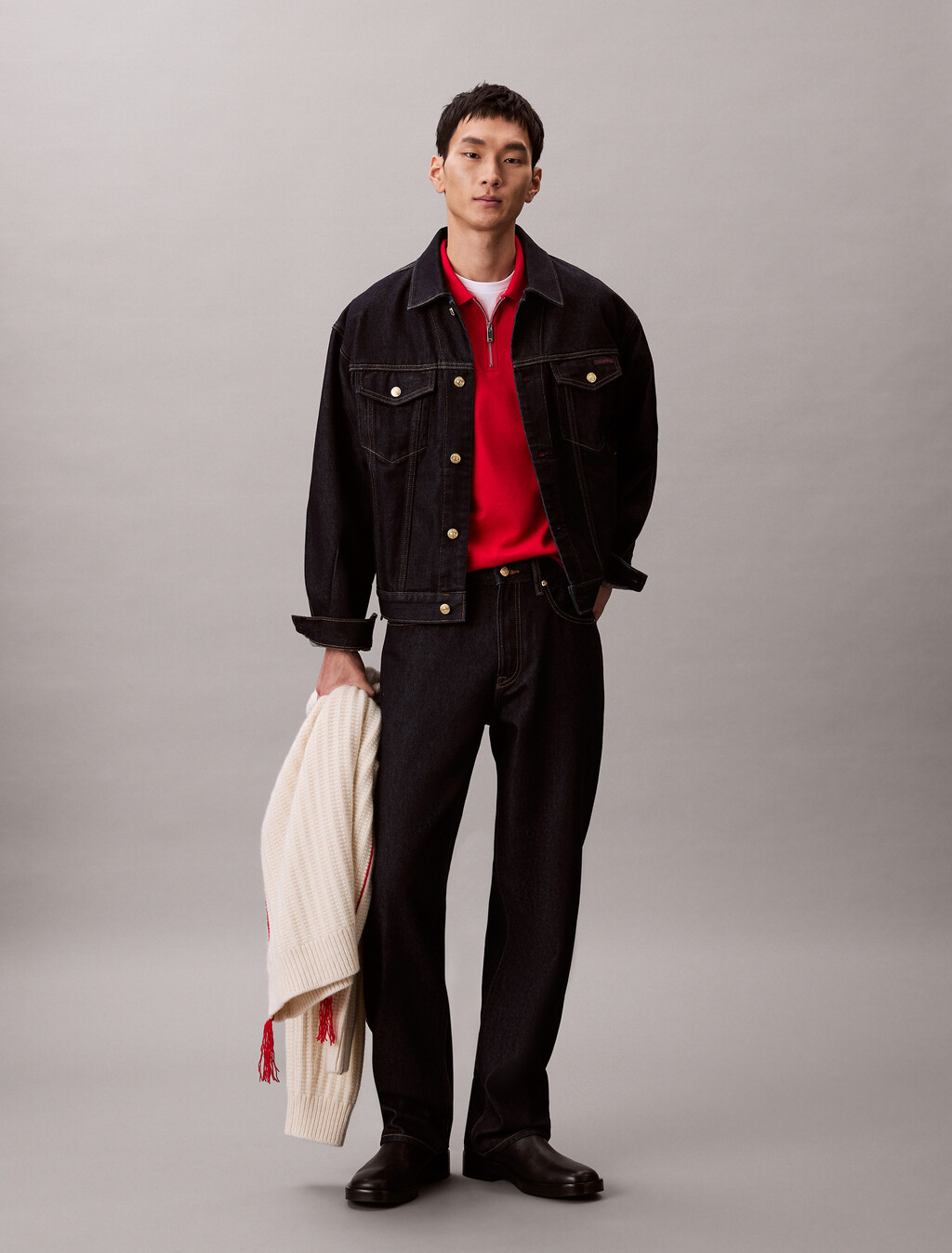 Lunar New Year CK Emblem Slim Polo, Pantone Red, hi-res