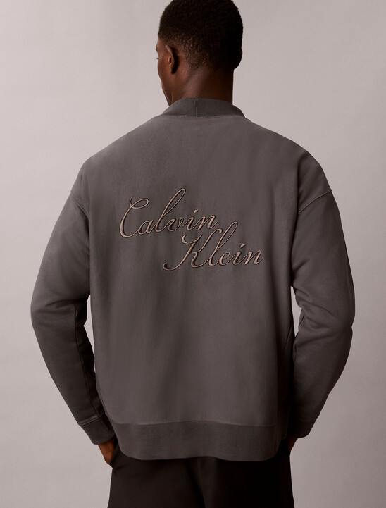 Relaxed Cotton Terry Logo Cardigan