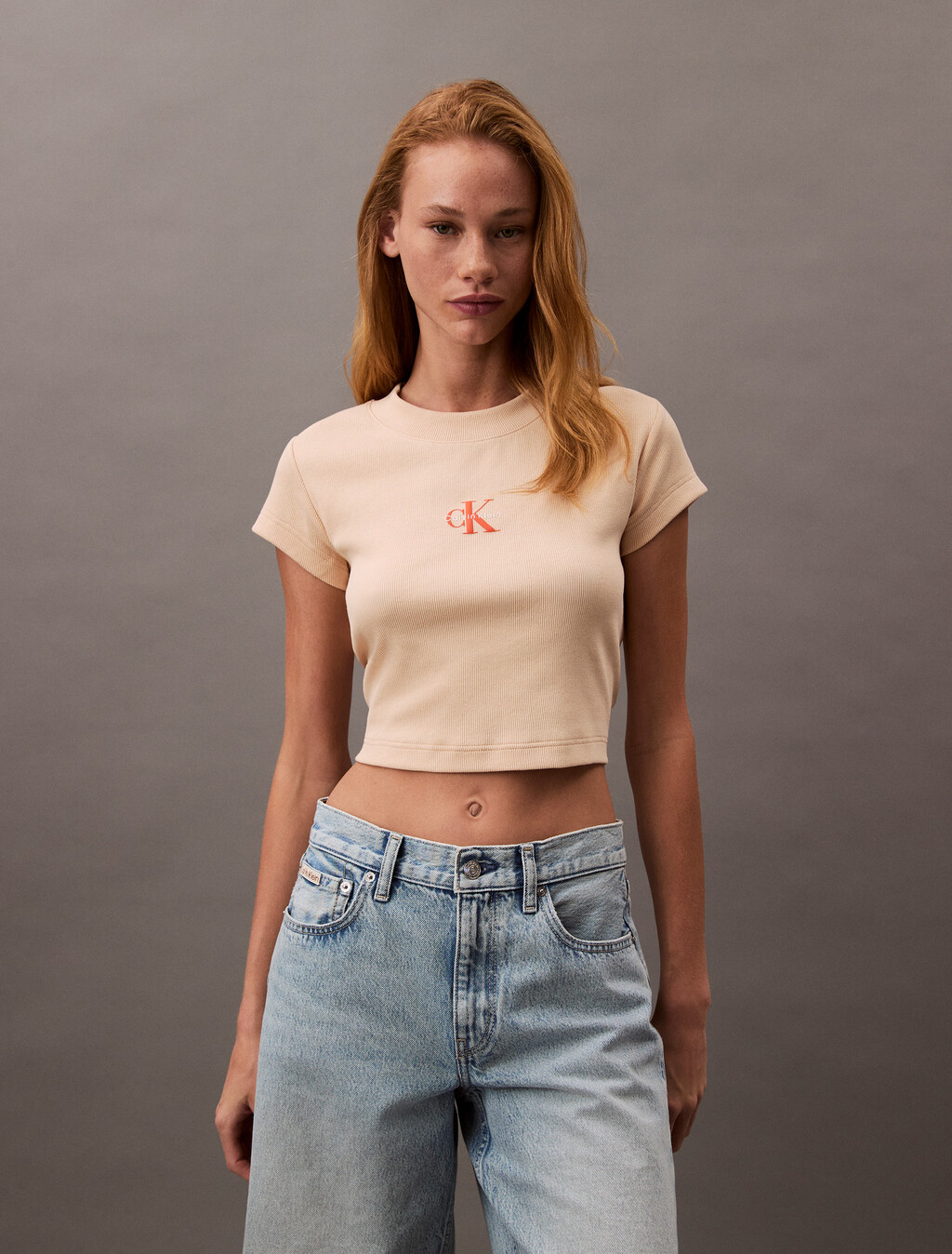 Slim Cropped Monogram T-shirt, Appleblossom, hi-res