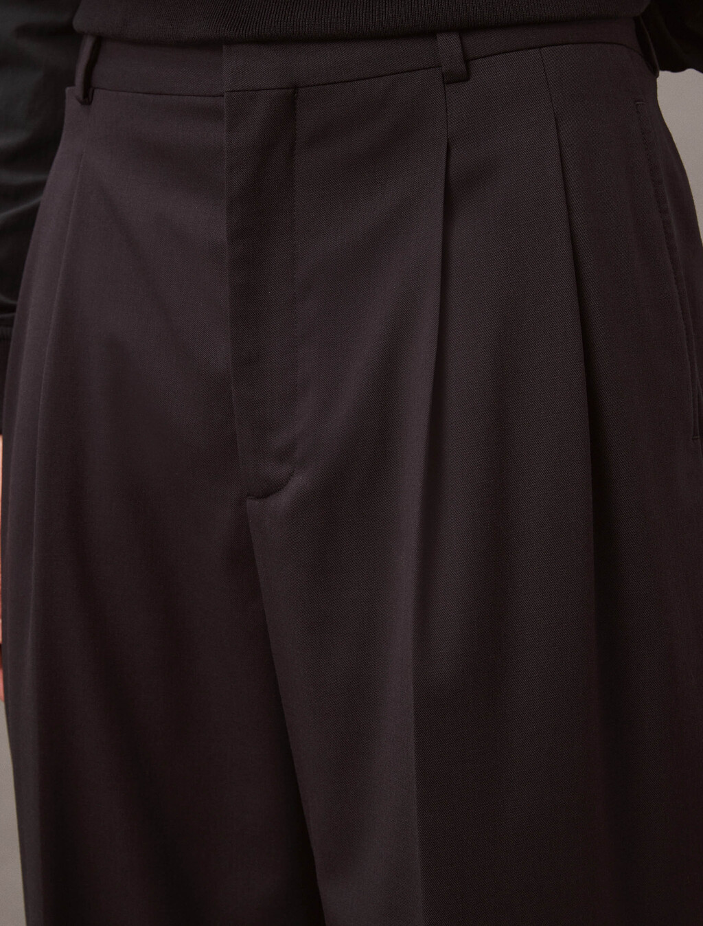 Wool Straight Pleated Trousers, Vulcan, hi-res
