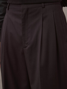 Wool Straight Pleated Trousers, Vulcan, hi-res