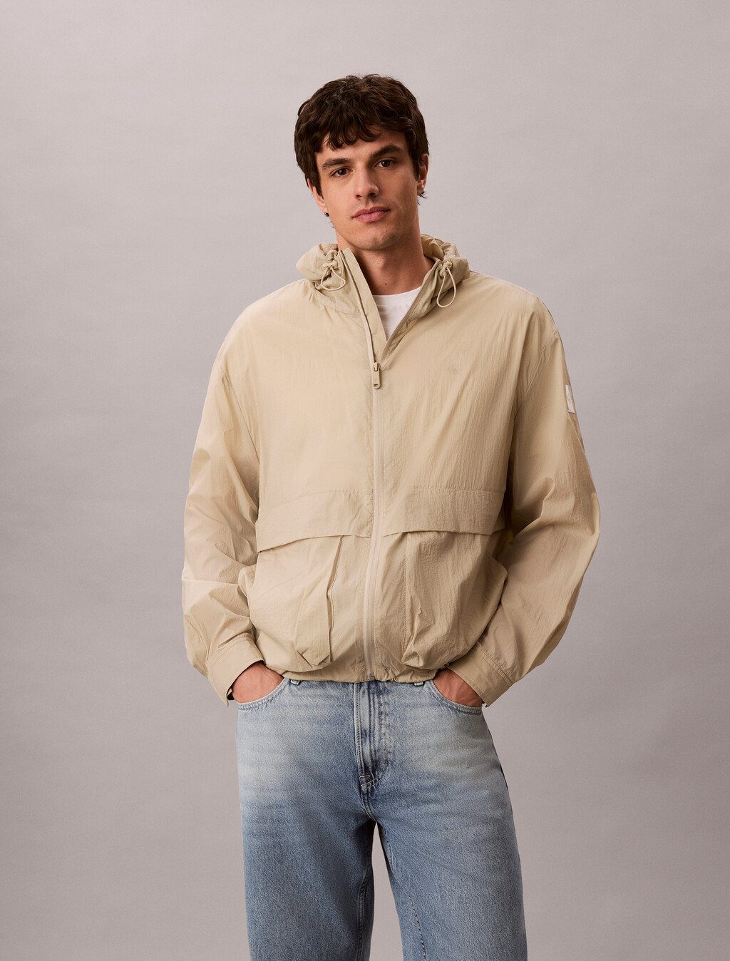Lightweight Packable Nylon Windbreaker, Plaza Taupe, hi-res