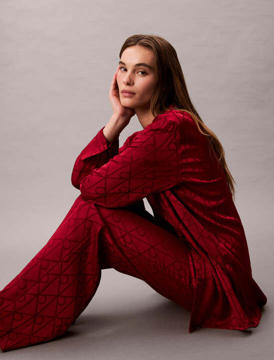 Satin Sheen Print Pyjama Shirt