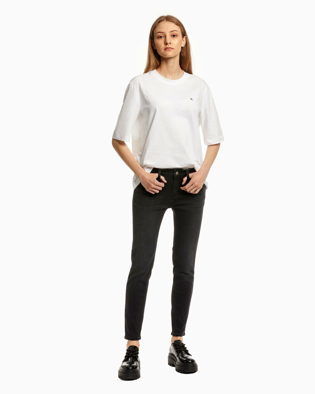 Small Logo Relaxed Tee, Bright White, hi-res