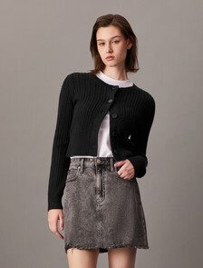 Cropped Cable Knit Cardigan, Ck Black, hi-res