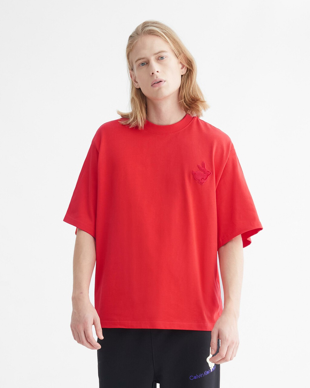YEAR OF THE RABBIT OPEN SIDE RELAXED TEE, FLAME SCARLET, hi-res