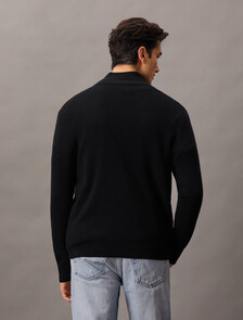 Cashmere Full Zip Sweater, Black, hi-res