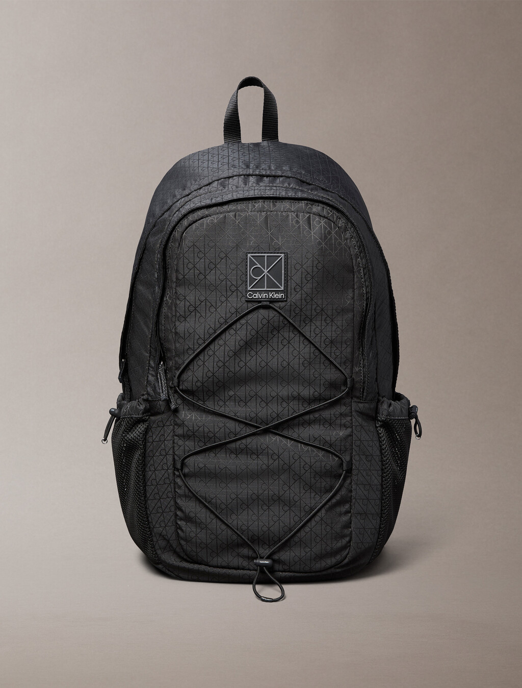 Water-Repellent Ripstop Logo Backpack, Black, hi-res