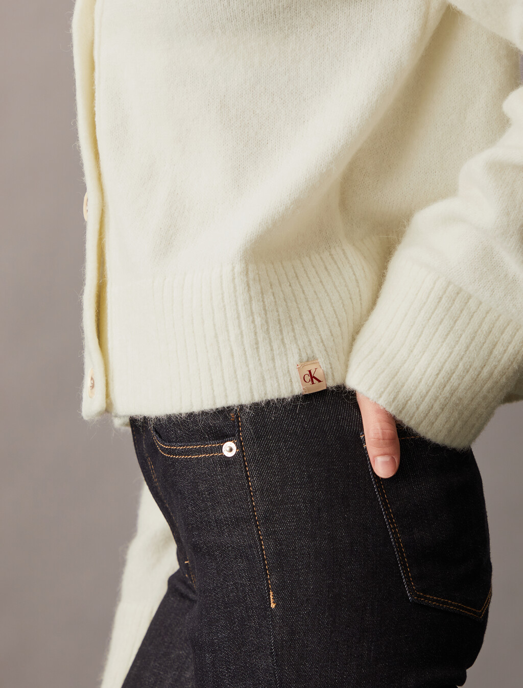 Plush Wool Blend Cardigan, Ivory, hi-res