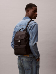 Bold Logo Nylon Mini Flap Backpack, Black, hi-res