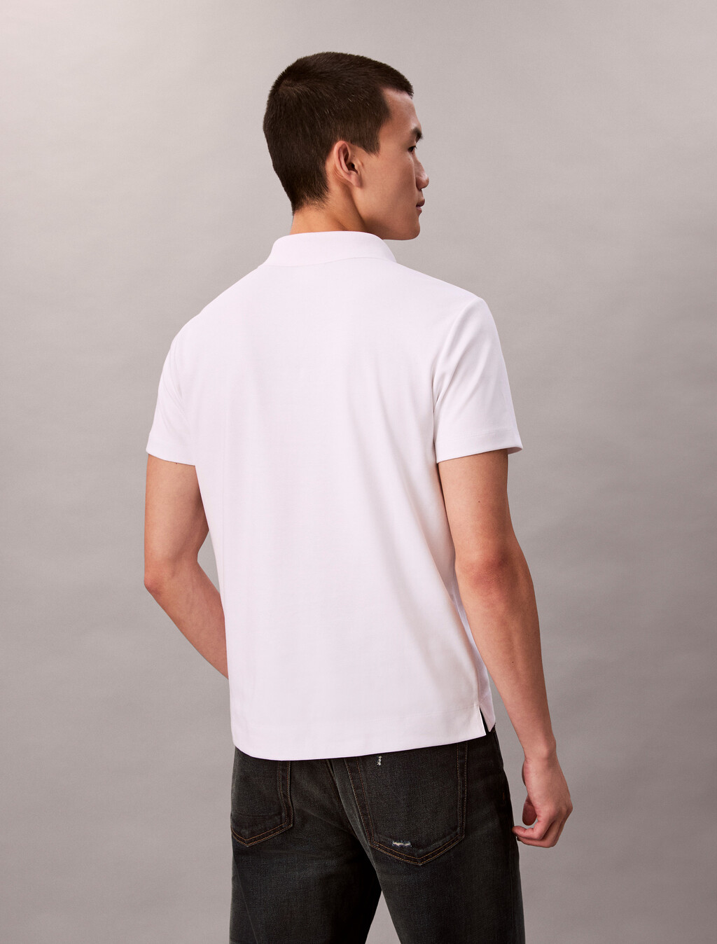 Luxe Slim Polo, Bright White, hi-res