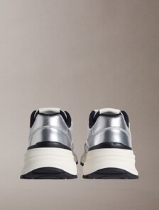 Trailblazer &mdash; Mesh Mix Runner Trainers, Silver/Black/Bright White, hi-res