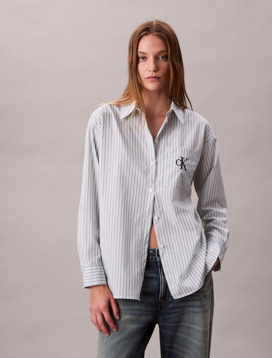 Cotton Poplin Striped Shirt