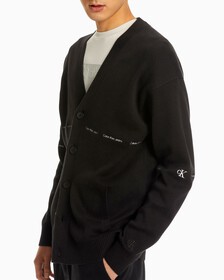LOGO STRIPE CARDIGAN, Ck Black, hi-res