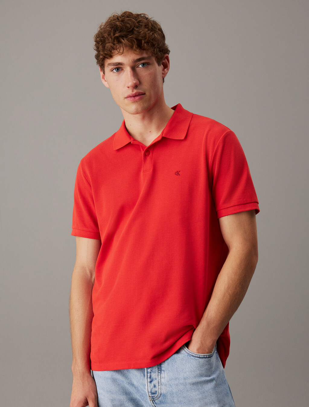 Cotton Piqué Polo Shirt, Red Alert, hi-res
