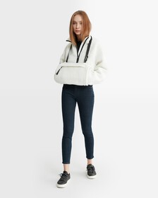Cropped Sherpa Jacket, Ivory, hi-res