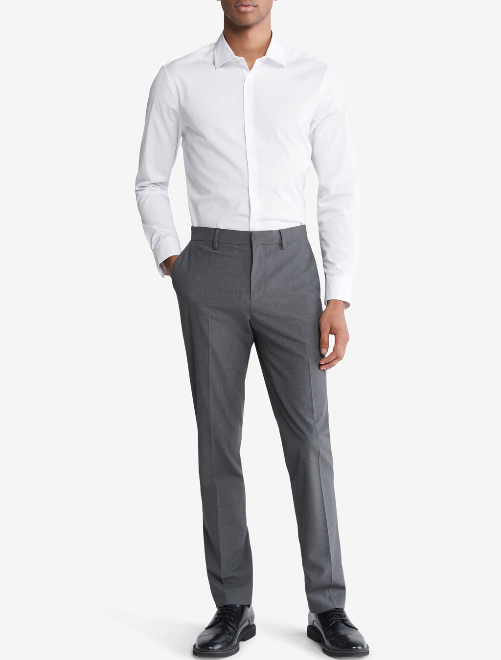 Supima Stretch Cotton Slim Button-Down Shirt, Brilliant White, hi-res