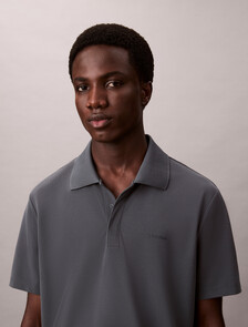 Cotton Blend Pique Polo Shirt, Harlem Night Blue, hi-res
