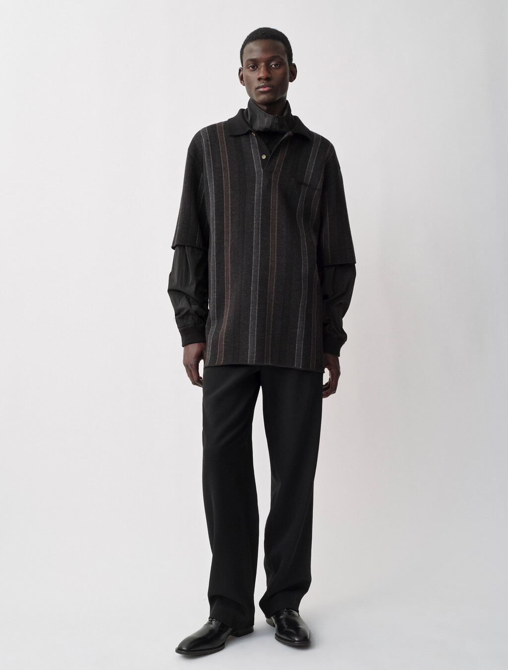 Cole Jacquard Polo, STONED BLACK, hi-res