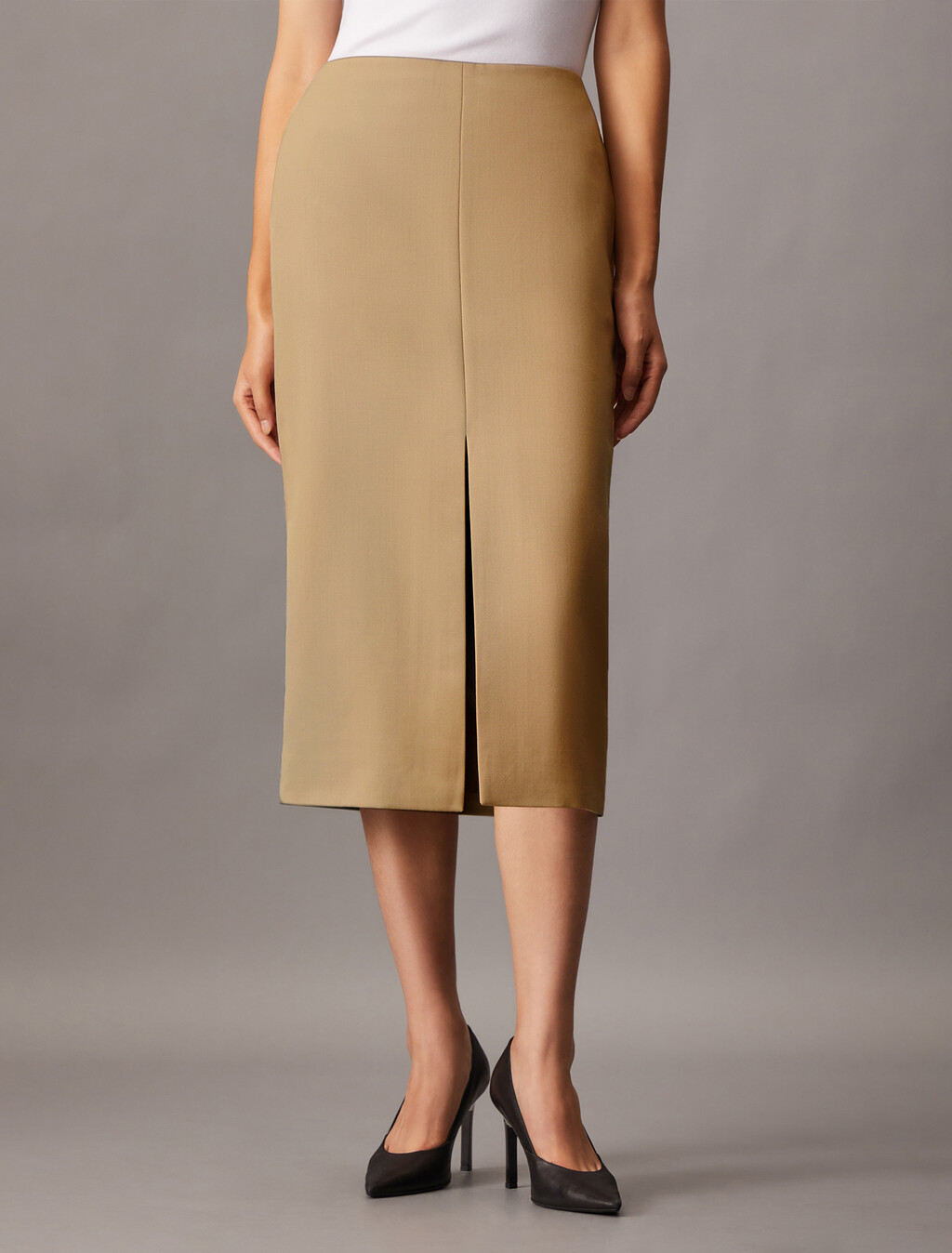 Crepe Wool  Blend Suiting Pencil Skirt, Amphora, hi-res