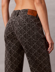 90s Straight Black Emblem Jacquard Jeans, BLACK EMBLEM, hi-res