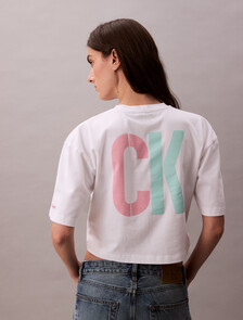 Pride Viva Love Graphic Cropped Relaxed T-Shirt, Bright White, hi-res