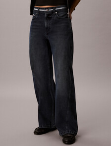 Twisted Low Rise Baggy Jeans, BLUE ALASKA, hi-res