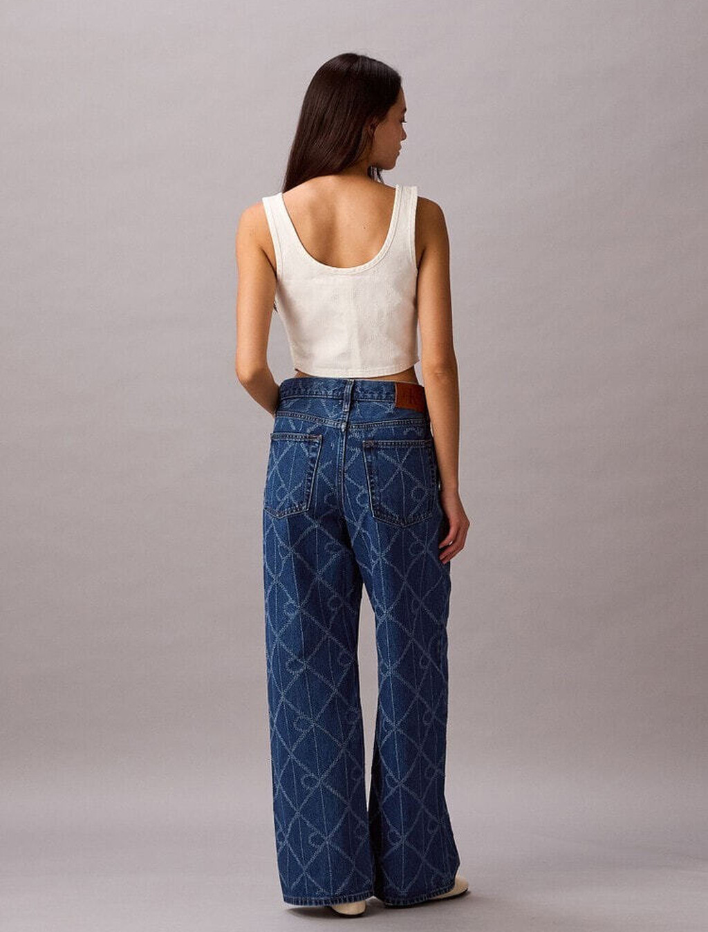 Allover Monogram Low Rise Baggy Jeans, CK ATLANTIC, hi-res