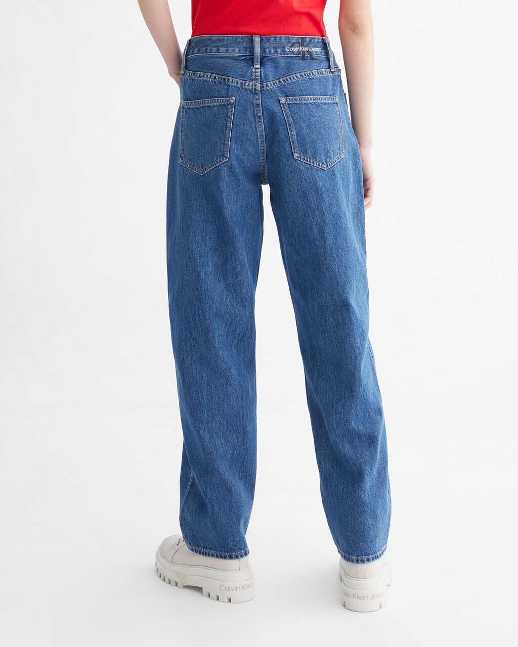 Sustainable 90'S Straight Jeans, Dark Blue BACK EMBRO, hi-res