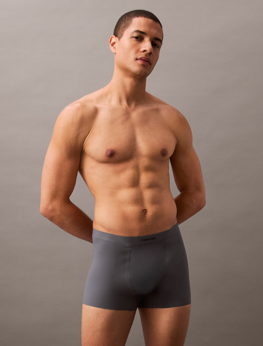 CK Black Bonded Micro Low Rise Trunks, Shark, hi-res