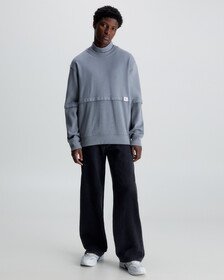 Relaxed Material Mix Sweatshirt, Overcast Grey, hi-res