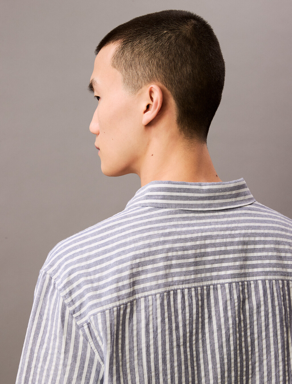 Seersucker Linen Stripe Shirt, Ice Flow, hi-res