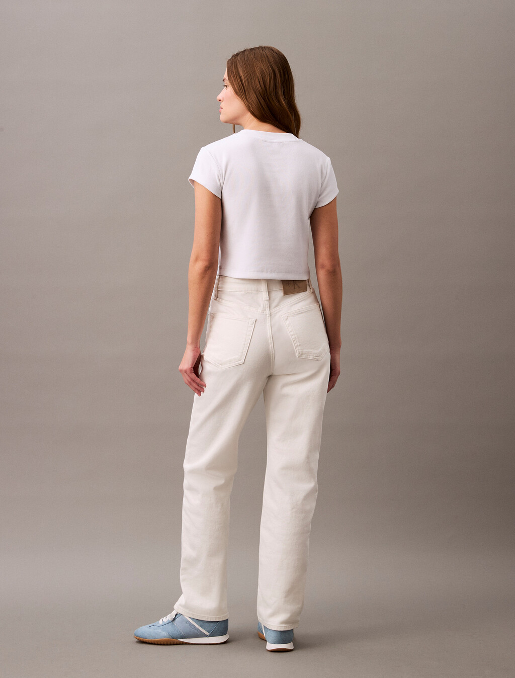Slim Cropped Monogram T-shirt, Brilliant White, hi-res