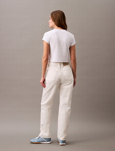 Slim Cropped Monogram T-shirt, Brilliant White, hi-res