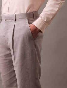 Relaxed Linen Pleated Trousers, Formal Gray, hi-res