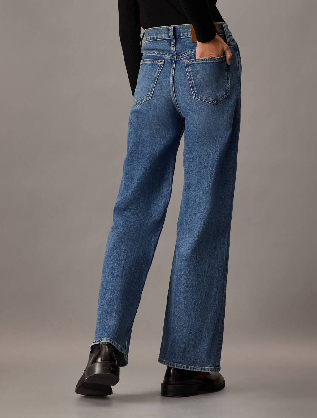 Italian Denim High Rise Wide Leg Jeans, Denim Dark, hi-res