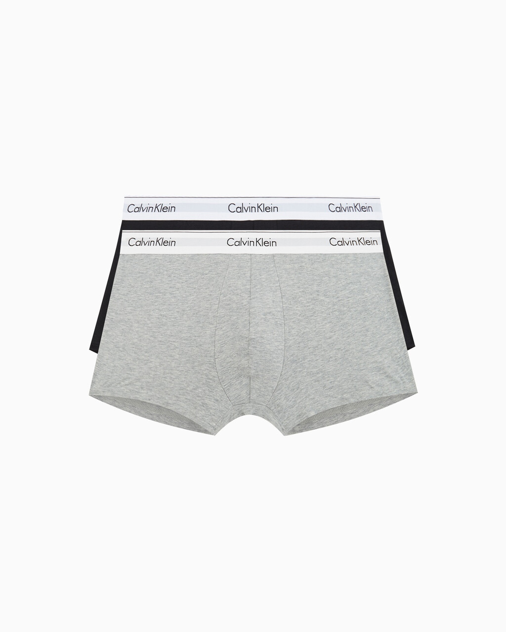 MODERN COTTON STRETCH TRUNKS 2 PACK, Grey Heather/Black, hi-res