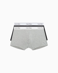 MODERN COTTON STRETCH TRUNKS 2 PACK, Grey Heather/Black, hi-res