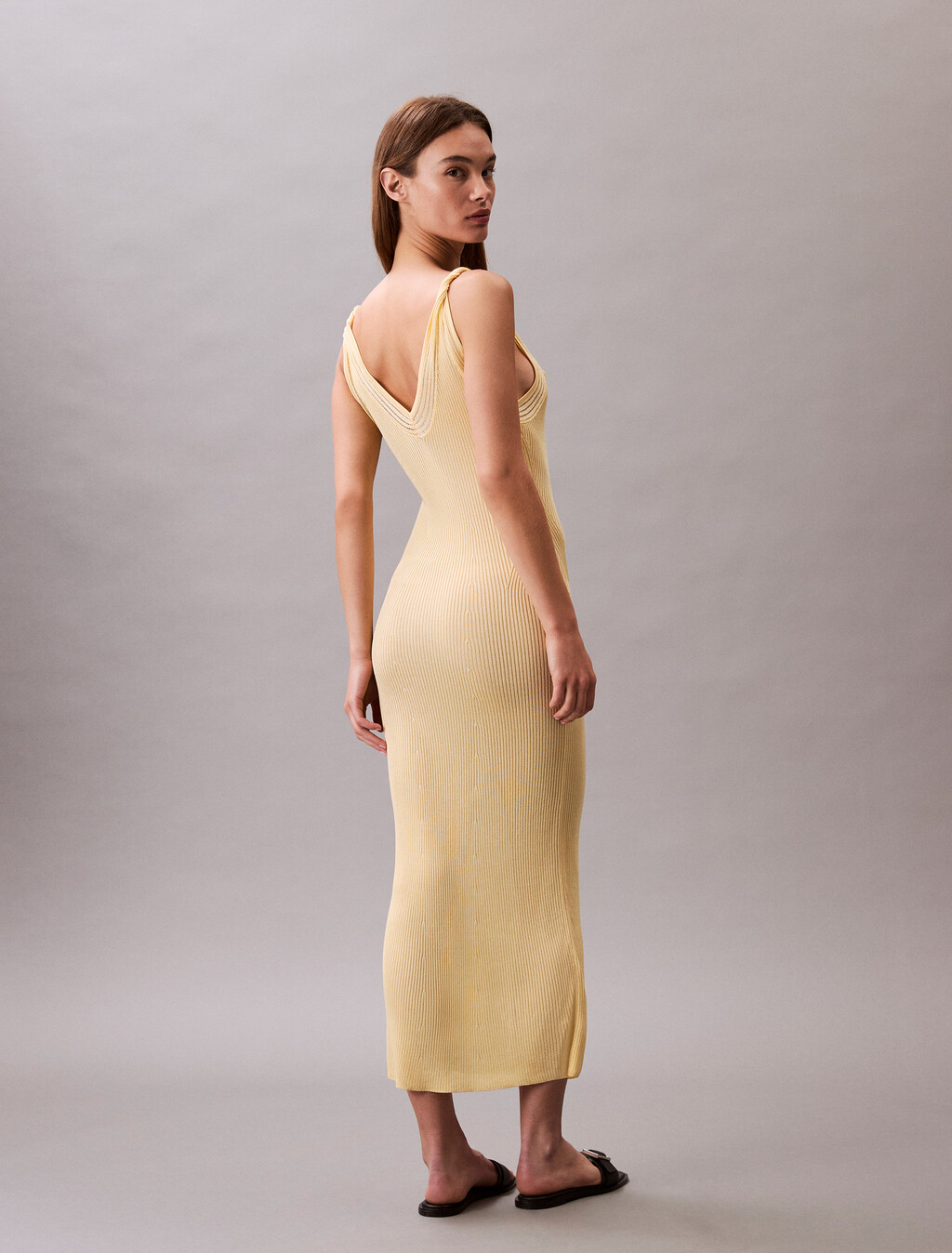 Knit Rib Sleeveless Dress, Sunlight, hi-res